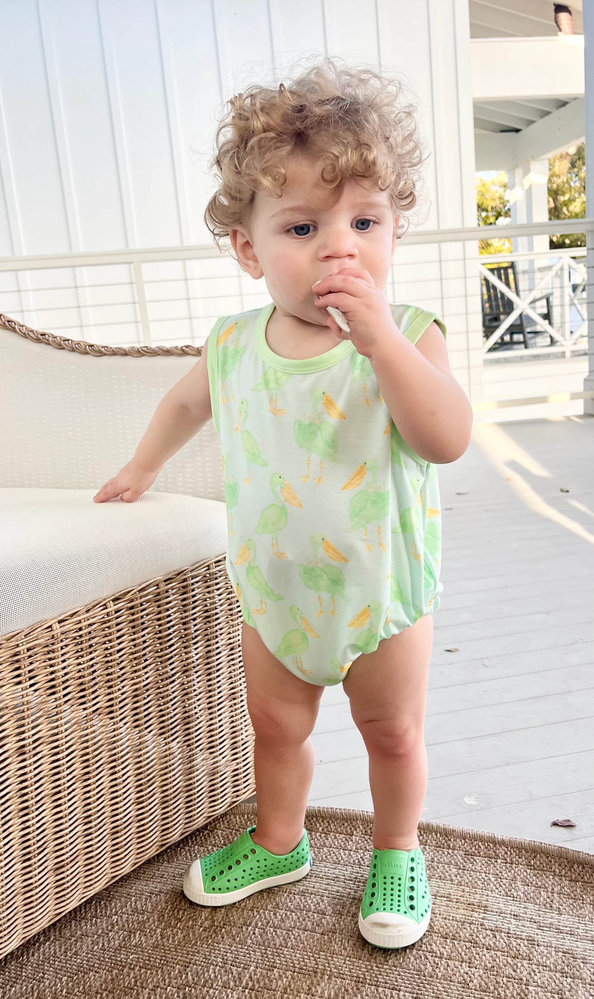 Mint Pelican Bubble Romper