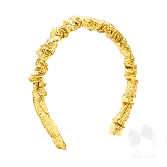 Wee Ones Metallic Gold Lamé Ruffle Headband