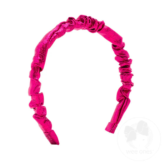 Wee Ones Metallic Fuchsia Lamé Ruffle Headband