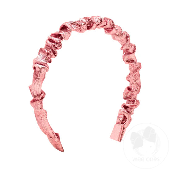 Wee Ones Metallic Pink Lamé Ruffle Headband