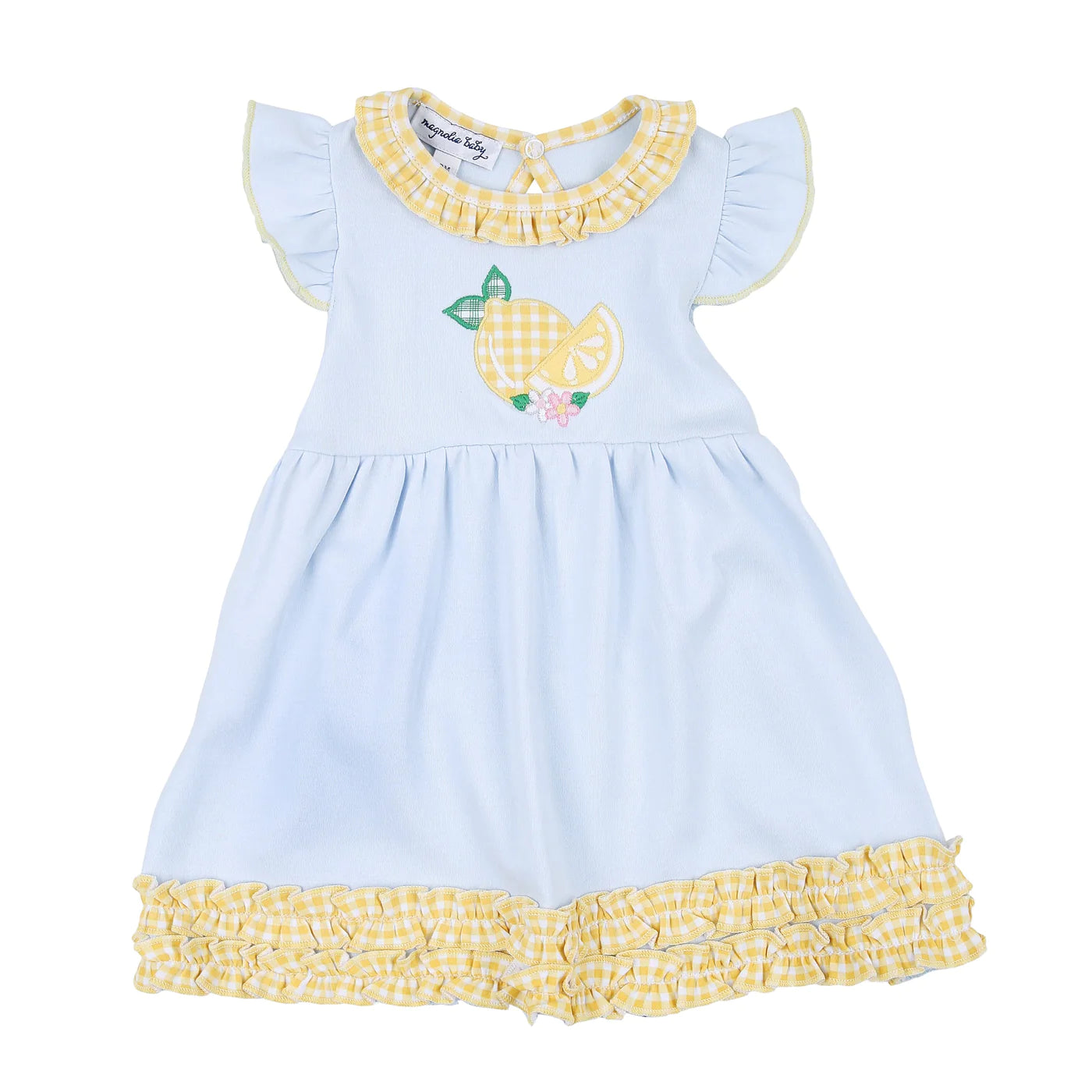 Magnolia Baby Lovley Lemons Appliqué Flutters Dress Set Yellow