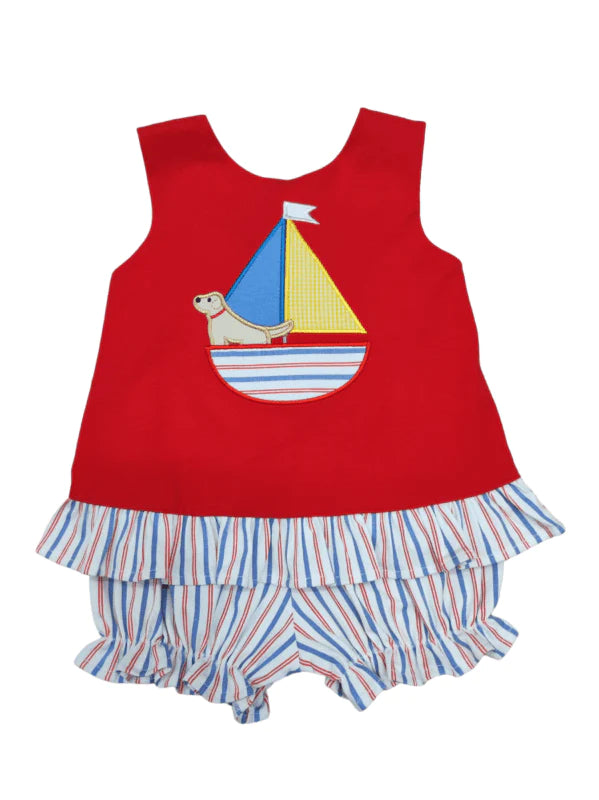 Three Sisters Sail Away Applique Bloomer Set