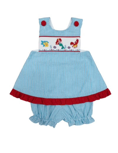 Three Sisters Under The Sea Smocked Bloomer Set