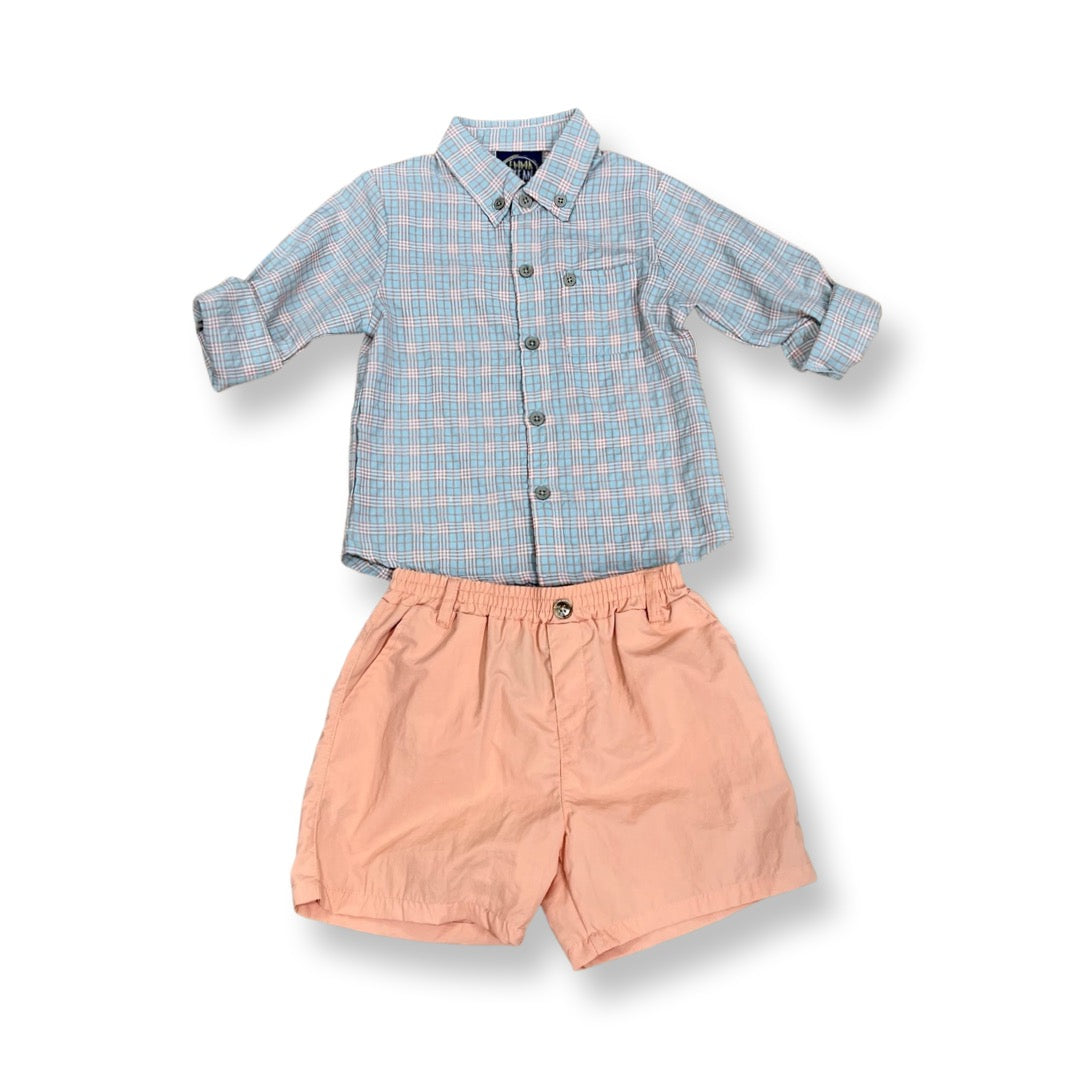 Emma Jean Kids Orange Plaid L/S Button Down