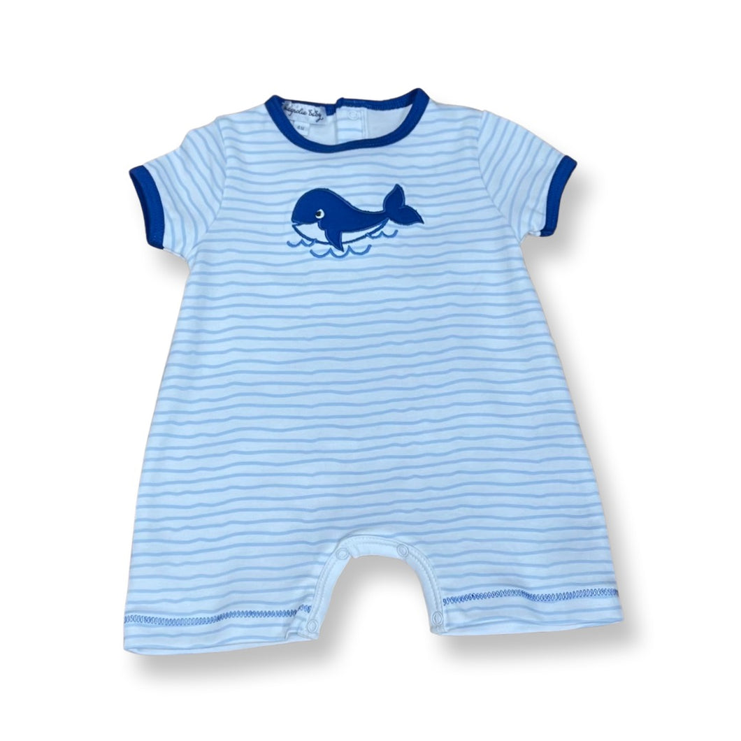 Magnolia Baby Blue Whale Appliqué Short Playsuit