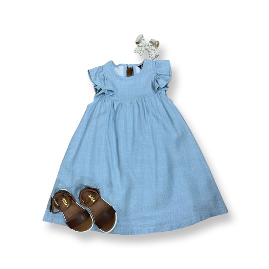 Emma Jean Kids Mia A/S Linen Dress- Sage