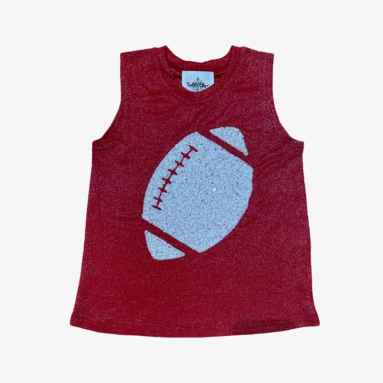 Belle Cher White Football Red Glitter Tank