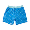 Mens Boogie Board Swim Trunk in Fish Print on Marina Blue