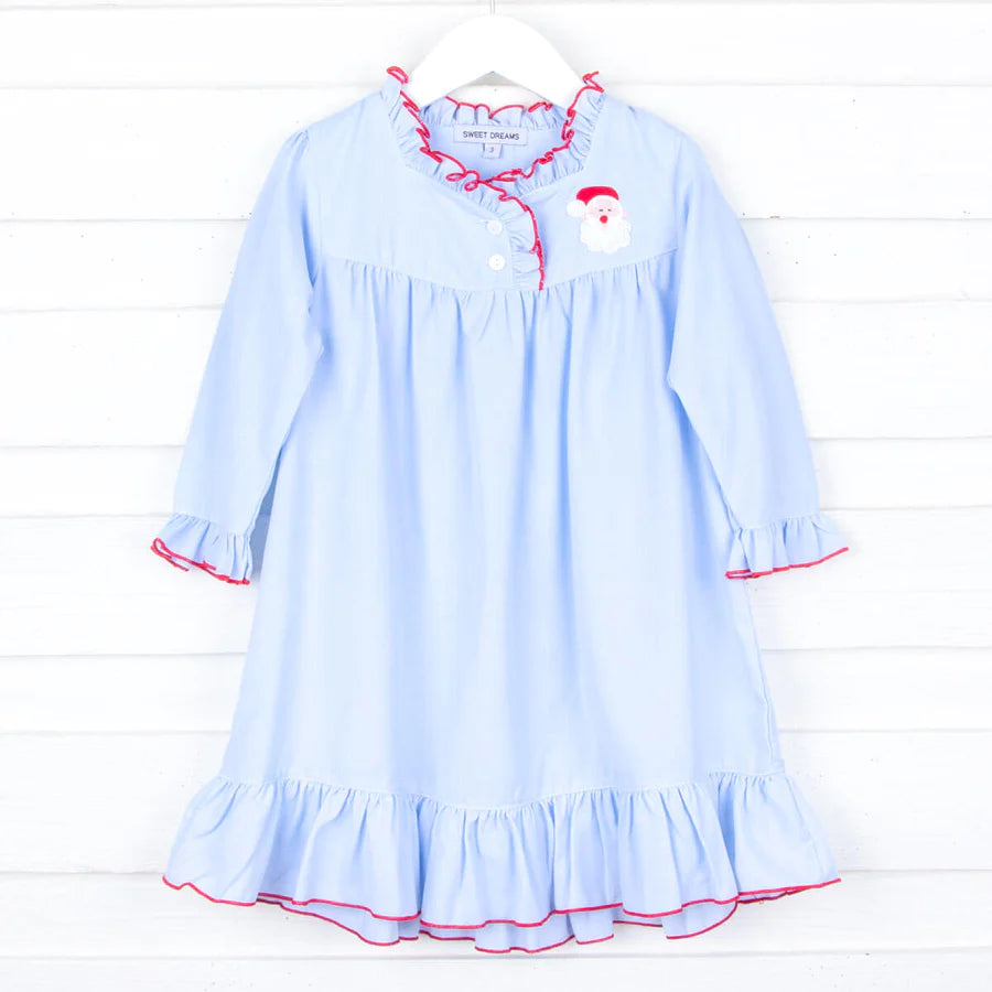 Sweet Dreams Blue Santa Embroidered Gown