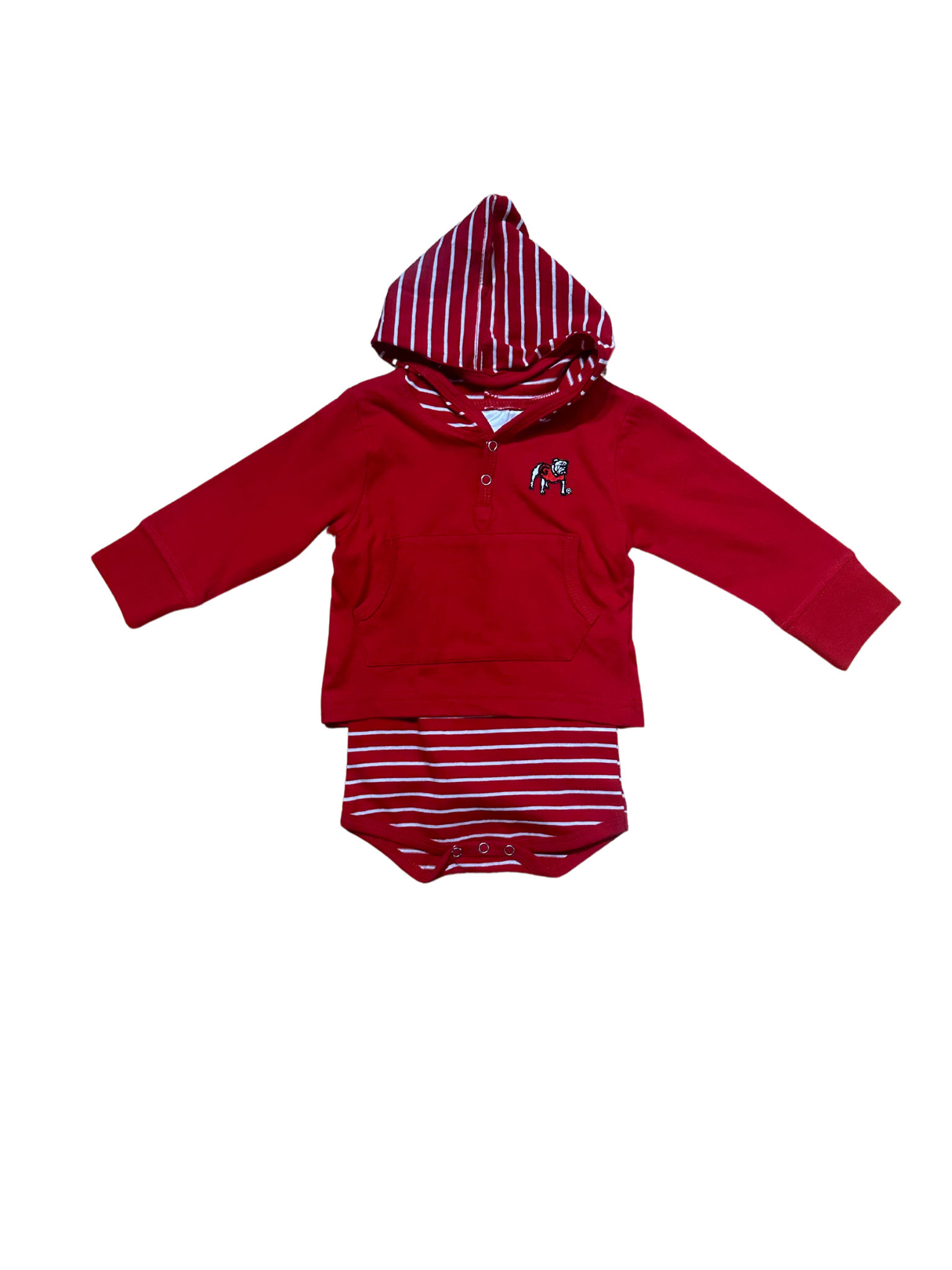 Two Feet Ahead Georgia Bulldog Stripe Hooded Creeper