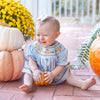 Lil Cactus Blue Pumpkin Gingham Smocked Dress and Bloomers Set