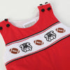 Lil Cactus Red & Black Bulldog & Football Smocked Overalls