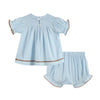 Lil Cactus Blue Pumpkin Gingham Smocked Dress and Bloomers Set