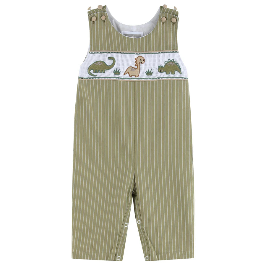 Lil Cactus Green Dinosaur Smocked Overalls