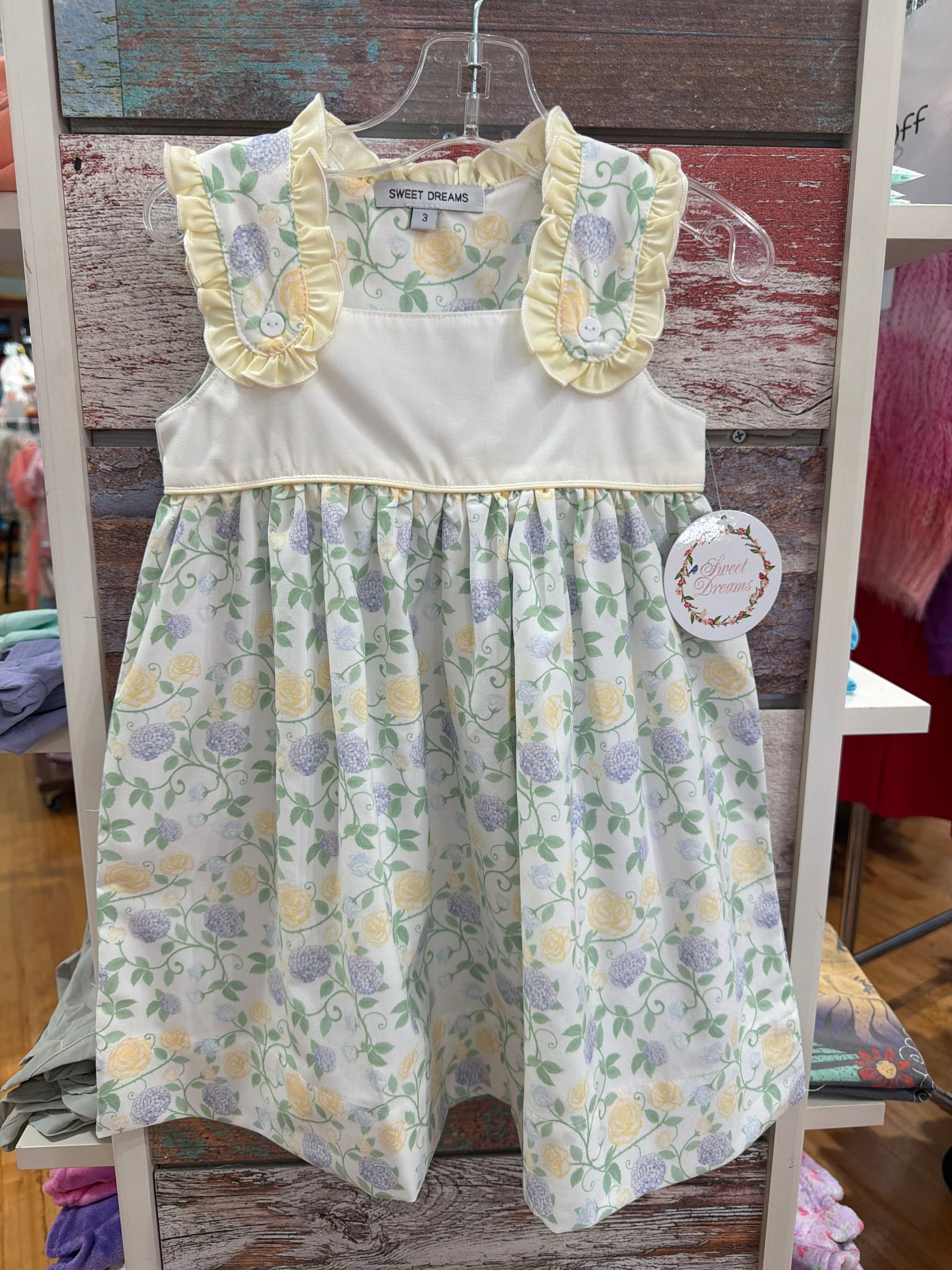 Yellow Ruffle Shoulder Floral Print Dress