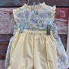 Yellow Ruffle Shoulder Floral Print Bloomer Set