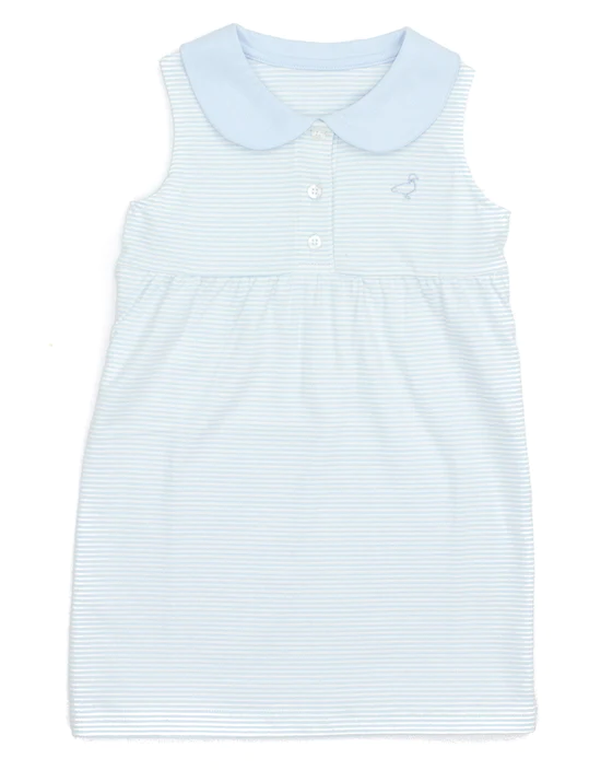 Properly Tied Girls Jackson Dress Powder Blue Stripe