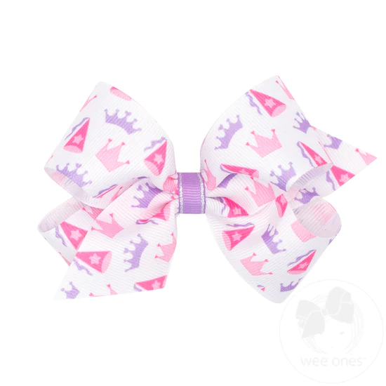 Wee Ones King Princess Inspired Crown Print Bow