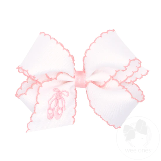 Wee Ones Medium Ballet Slippers Embroidered Bow