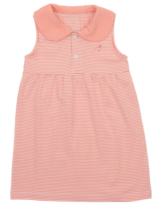 Properly Tied Girls Jackson Dress Coral Stripe