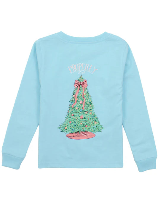 Girls Merry And Bright LS Powder Blue