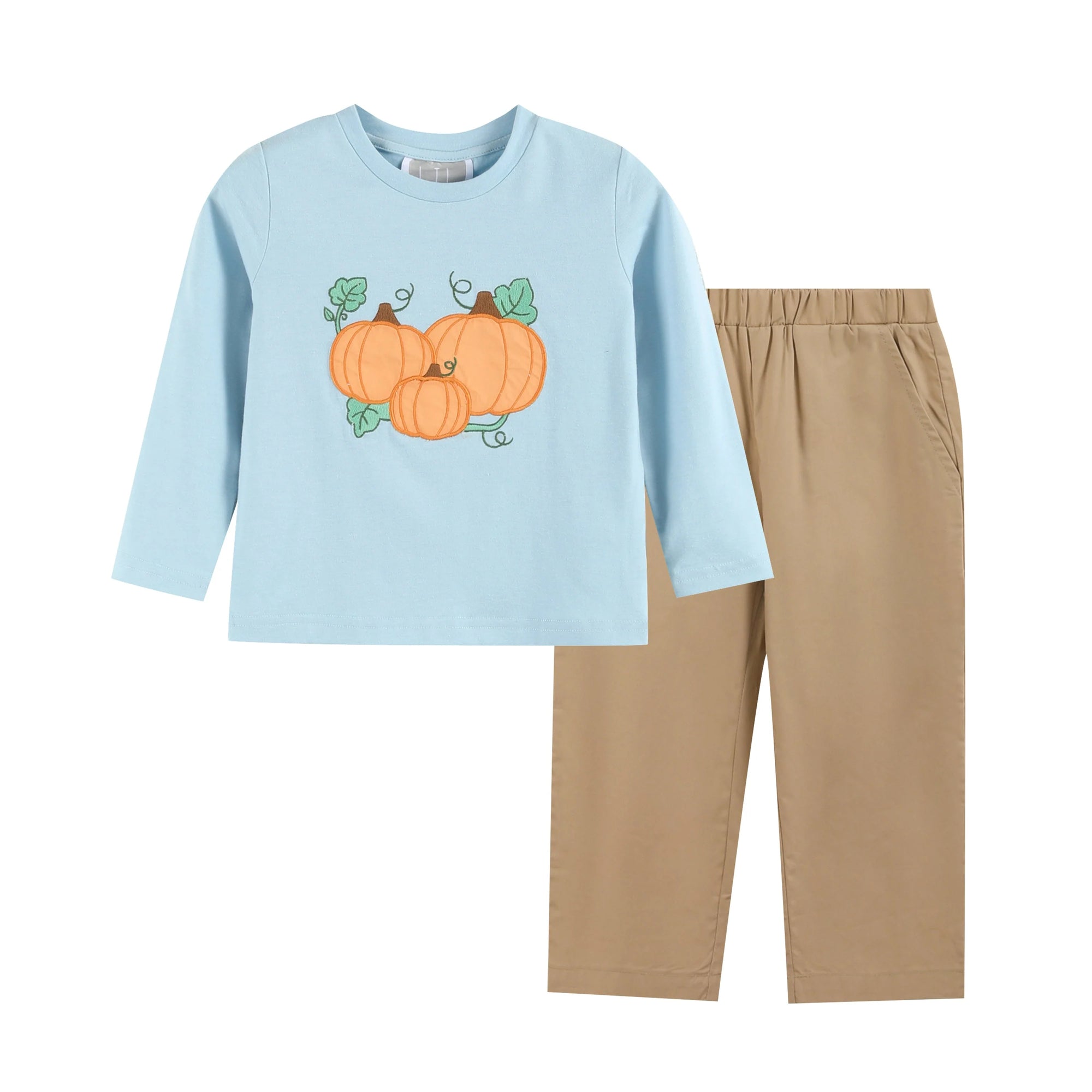 Lil Cactus Blue Pumpkin Shirt and Brown Pant Set