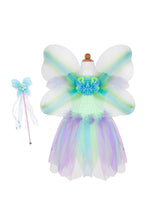 Load image into Gallery viewer, GREAT PRETENDERS BUTTERFLY DRESS &amp; WINGS WITH WAND GREEN/MULTI
