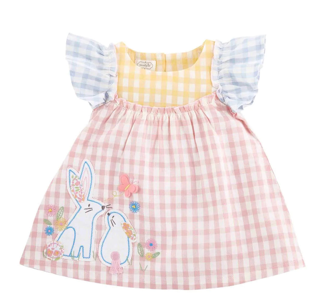 Mudpie  gingham bunny dress