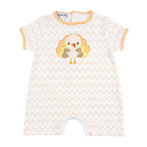 Magnolia Baby - Little Gobbler Appliqué Short Playsuit