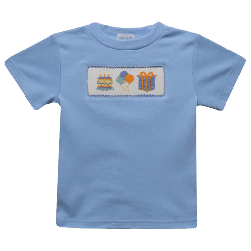 Vive La Fete Birthday Smocked Light Blue