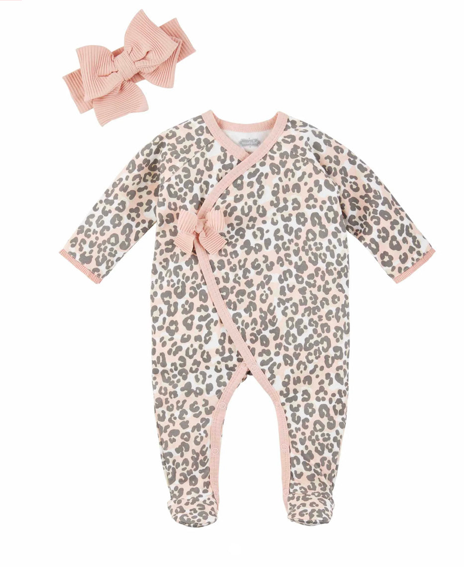 Mud Pie - Pink Leopard Sleeper with headband