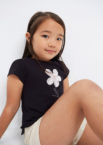 Mayoral flower embroidered tee