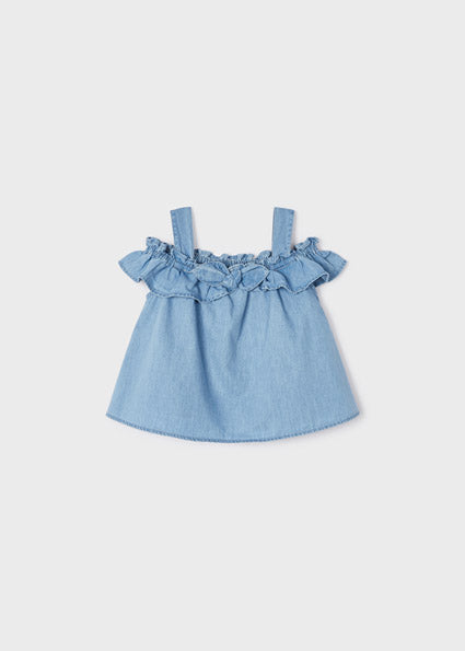 Mayoral Baby Girls Soft Denim T-Shirt & Skirt Dungaree Set - 1685