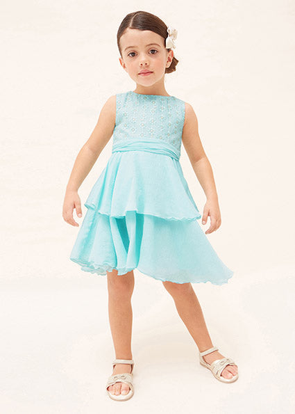 Mayoral light blue embroidered dress