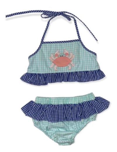 Banana Split Crab Applique 2pc Swimsuit