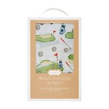 Mud Pie Cotton Muslin Swaddle- Golf