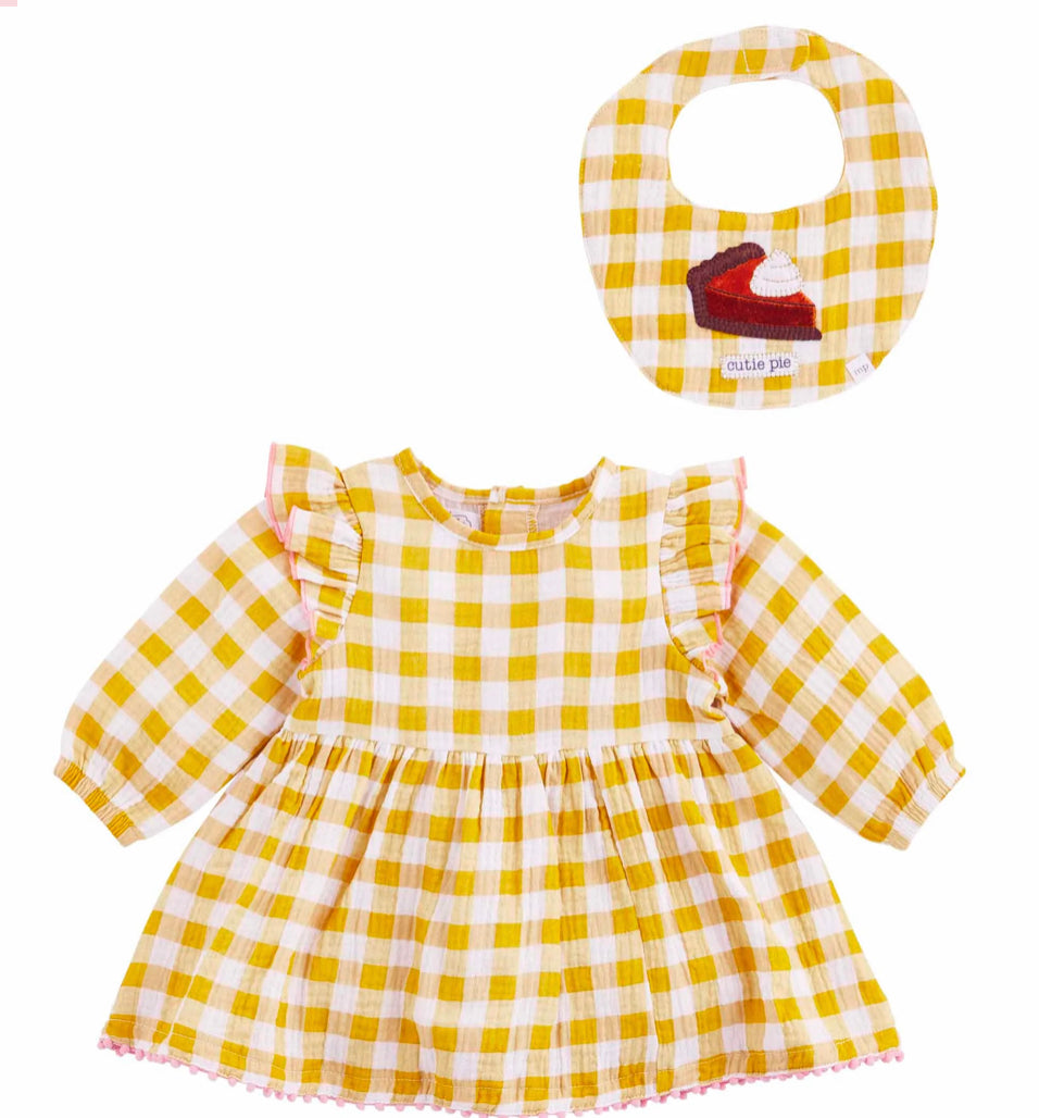 Mud Pie - Cutie Pie Mustard Check Dress