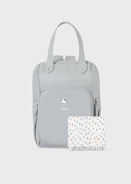 Mayoral grey leather backpack diaper bag