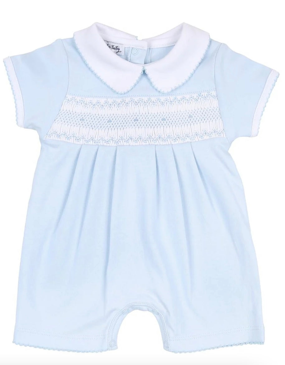 Magnolia Baby Kate and Luke Collared Short Playsuit Light Blue