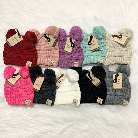 C.C Baby Knit Double Pom Pom Beanie