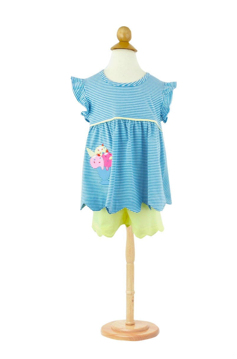 Ishtex Ice-Cream Appliqué Girls Short Set