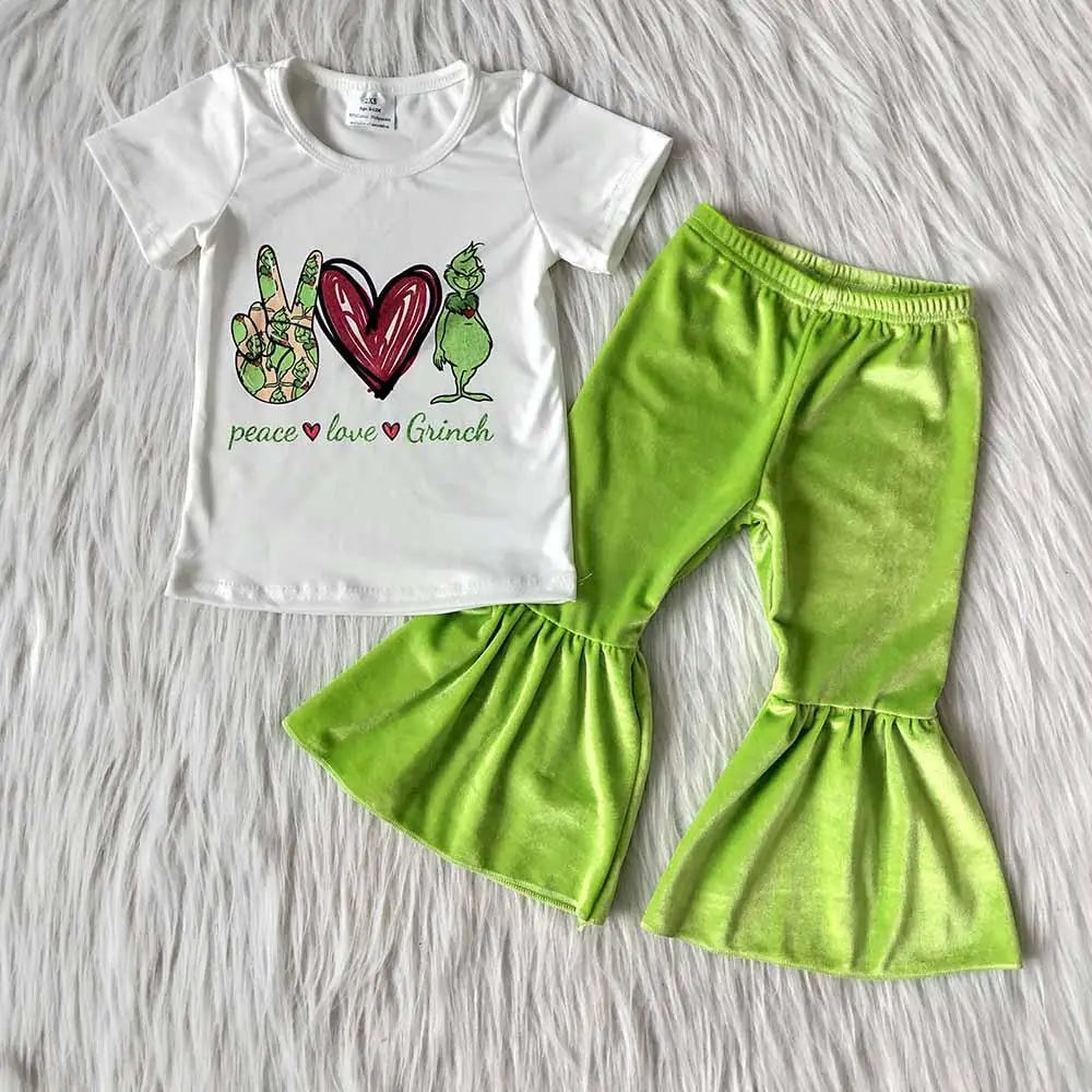 Christmas Grinch Velvet Pants Set