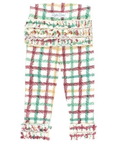 RuffleButts Tinsel Plaid Ruffle Leggings