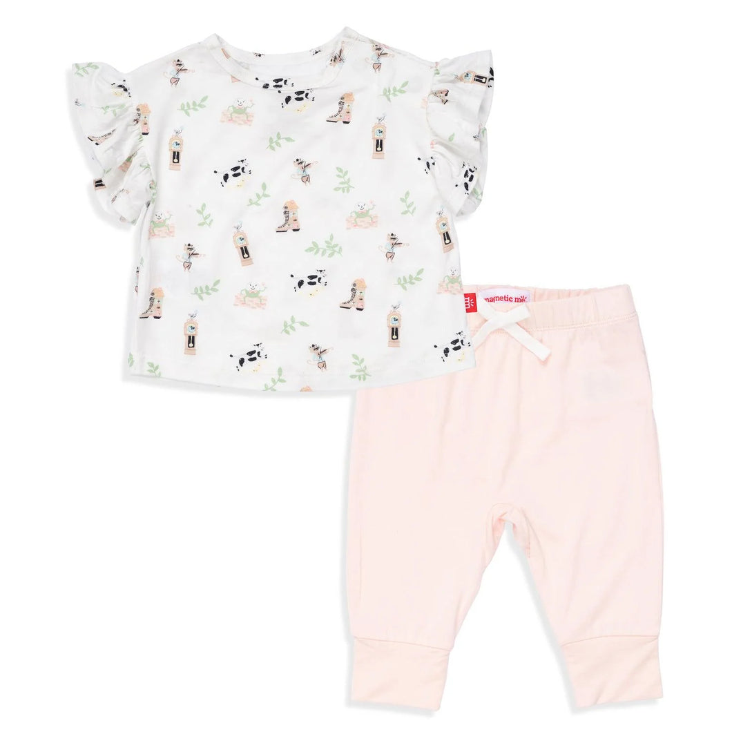 Magnetic Me Mother Goose Magnetic Modal Ruffle Top & Pink Jogger