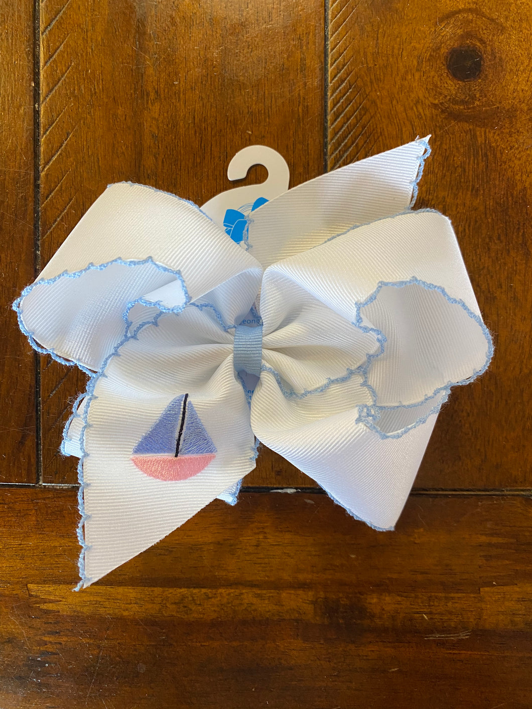 Wee Ones King Sailboat Embroidered Bow