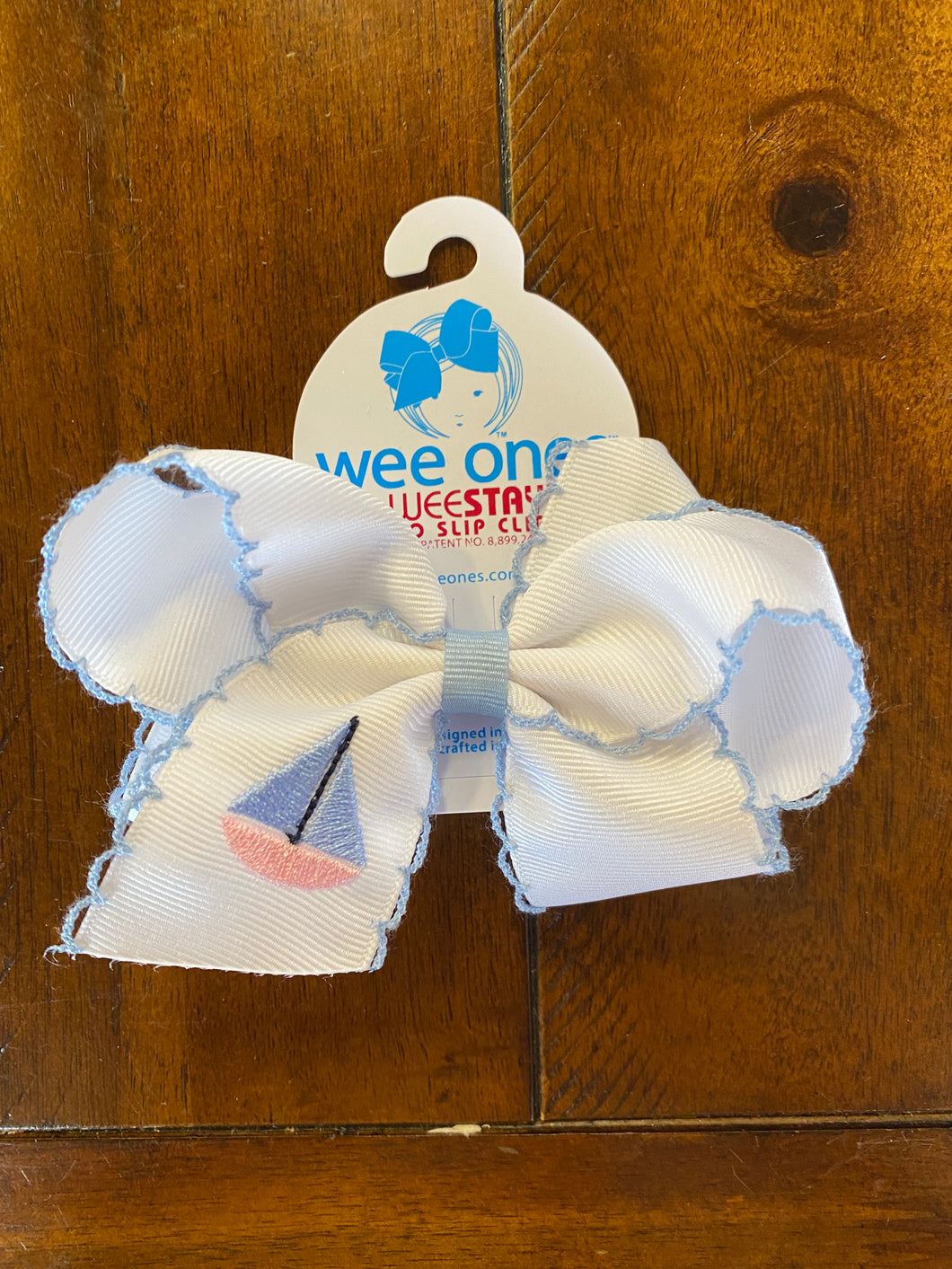 Medium Sail Boat Embroidered Wee Ones Bow