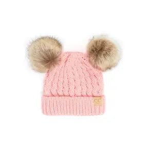 CC Kids Double Pom Pom All Over Cable Beanie