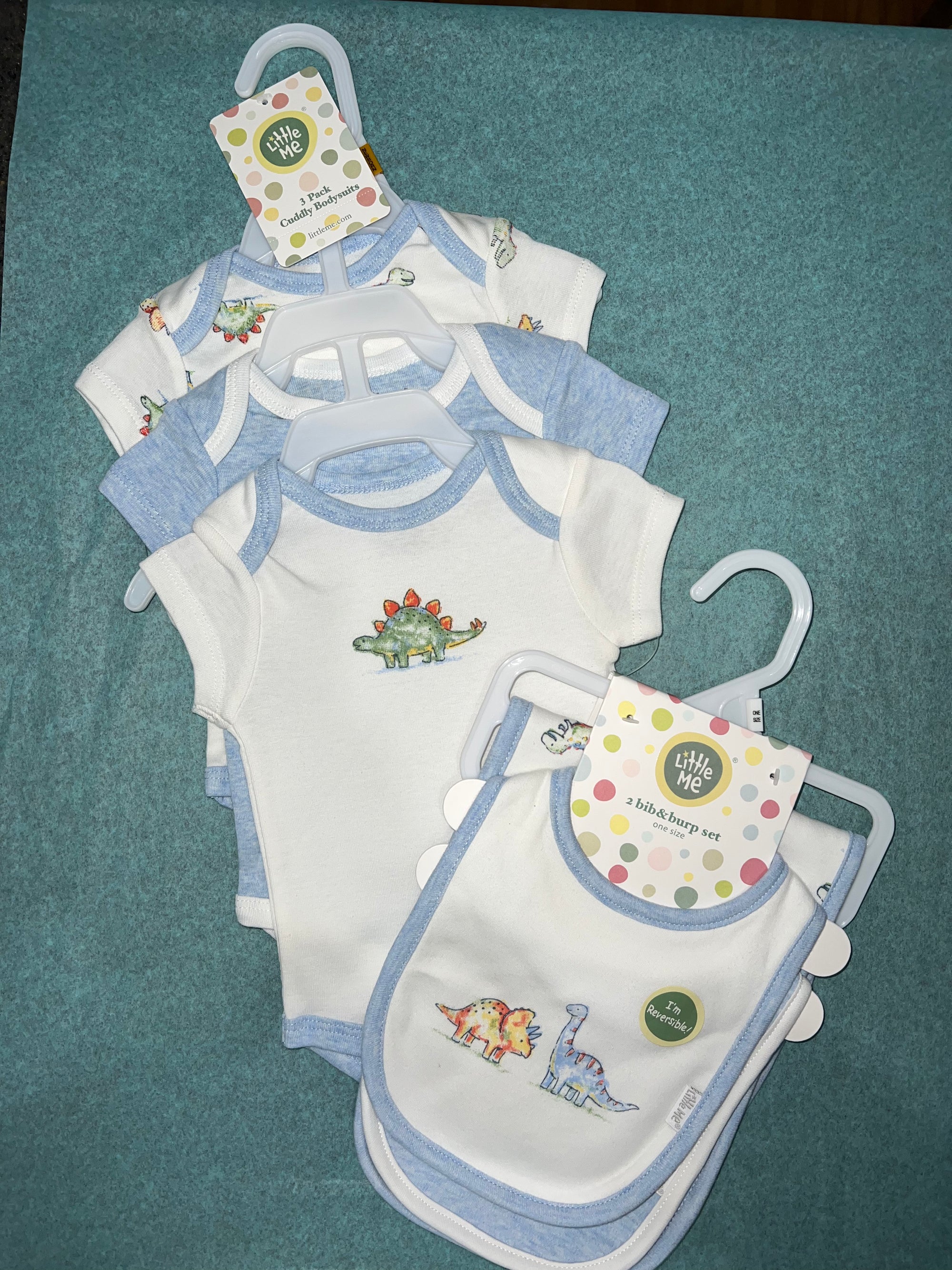 Little Me - Dino 2 bib & burp set