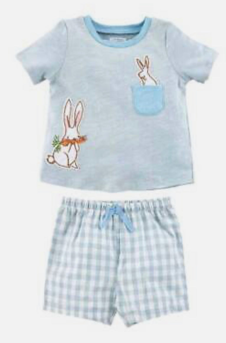 Mudpie bunny appliqué short set