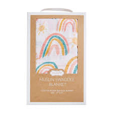 Mud Pie Cotton Muslin Swaddle- Rainbow